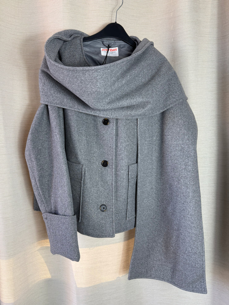 John Lewis grey wool scarf coat - Large