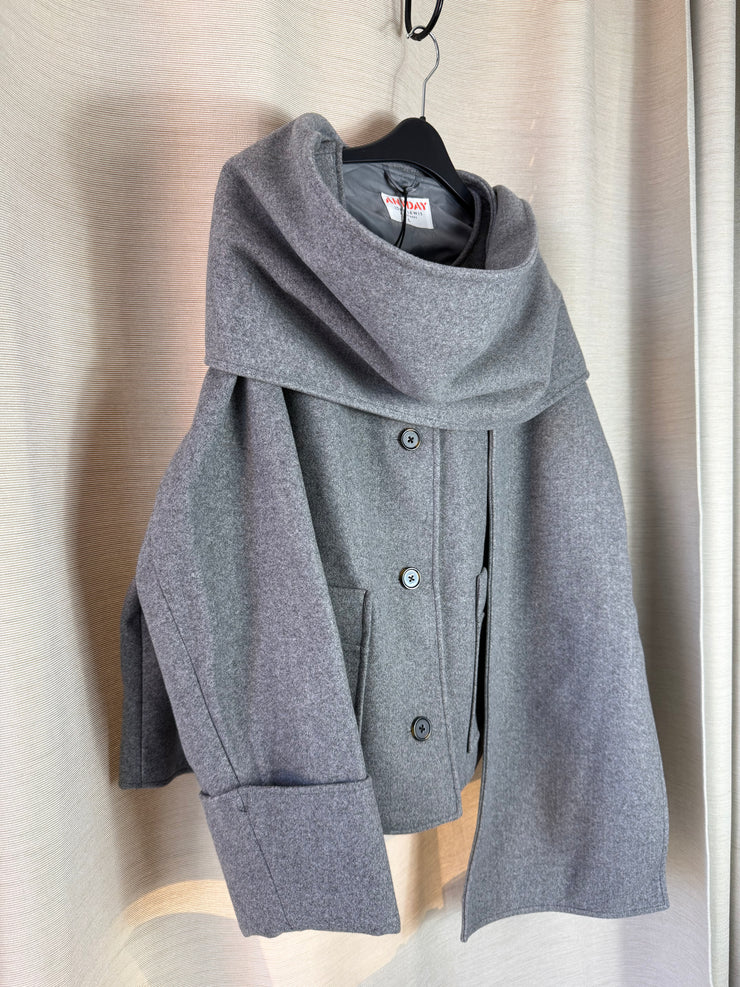 John Lewis grey wool scarf coat - Large