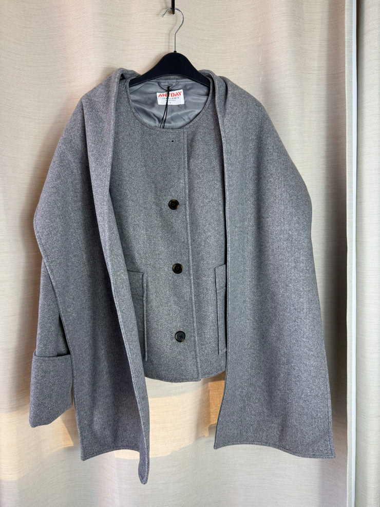 John Lewis grey wool scarf coat - Large