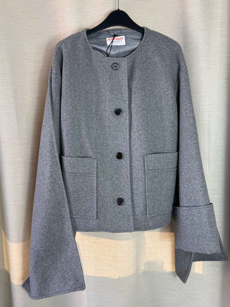 John Lewis grey wool scarf coat - Large
