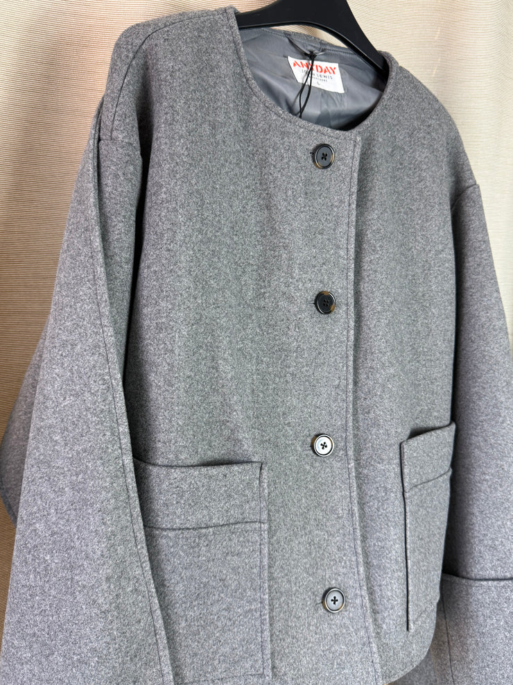 John Lewis grey wool scarf coat - Large
