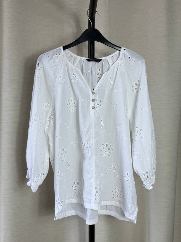 Marks and Spencer broderie anglaise white top - uk 16