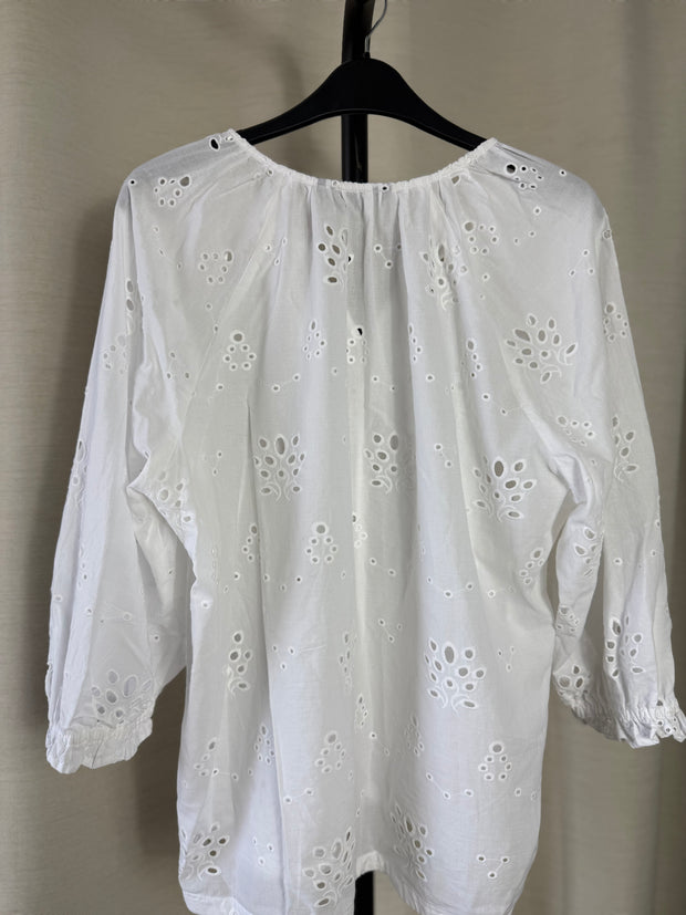 Marks and Spencer broderie anglaise white top - uk 16