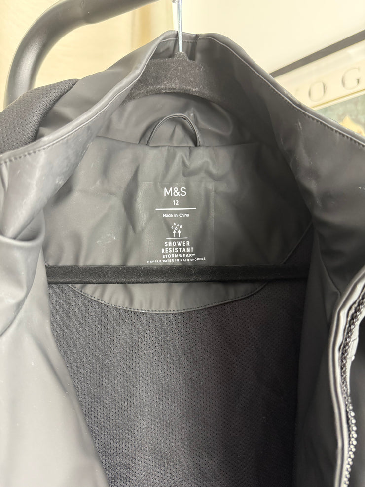 Marks and Spencer Black Rain Coat - UK 12