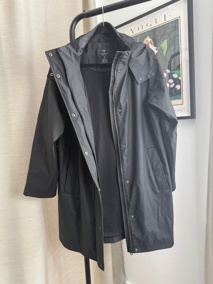 Marks and Spencer Black Rain Coat - UK 12
