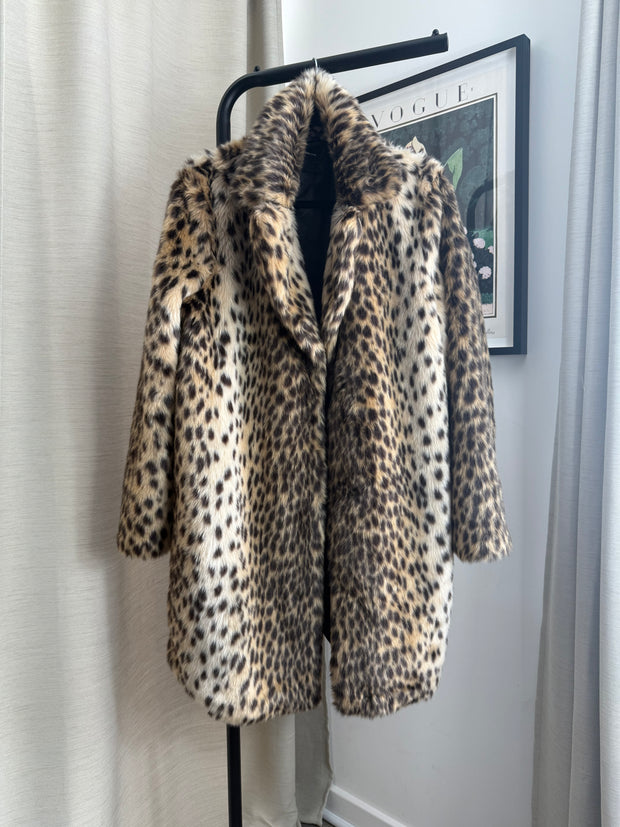 Dorothy Perkins Faux Fur Leopard Print Coat - UK 16