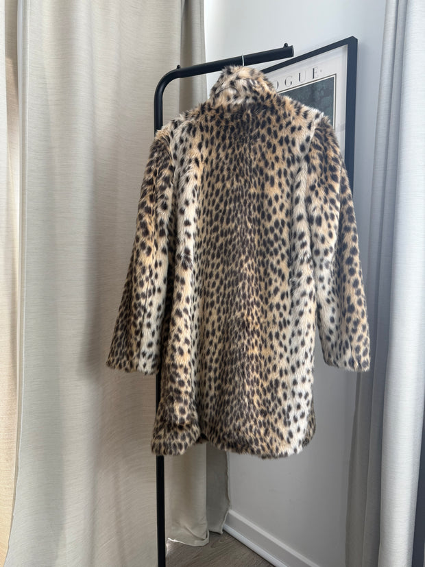 Dorothy Perkins Faux Fur Leopard Print Coat - UK 16