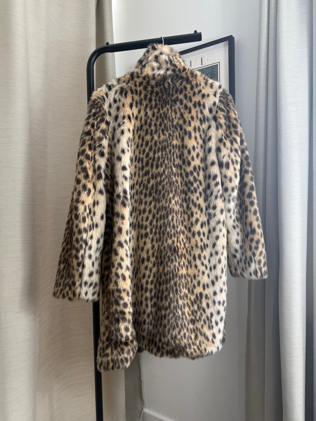 Dorothy Perkins Faux Fur Leopard Print Coat - UK 16