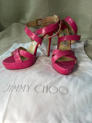Jimmy Choo Pink Croc Leather Sandal - UK 4.5 (37.5)