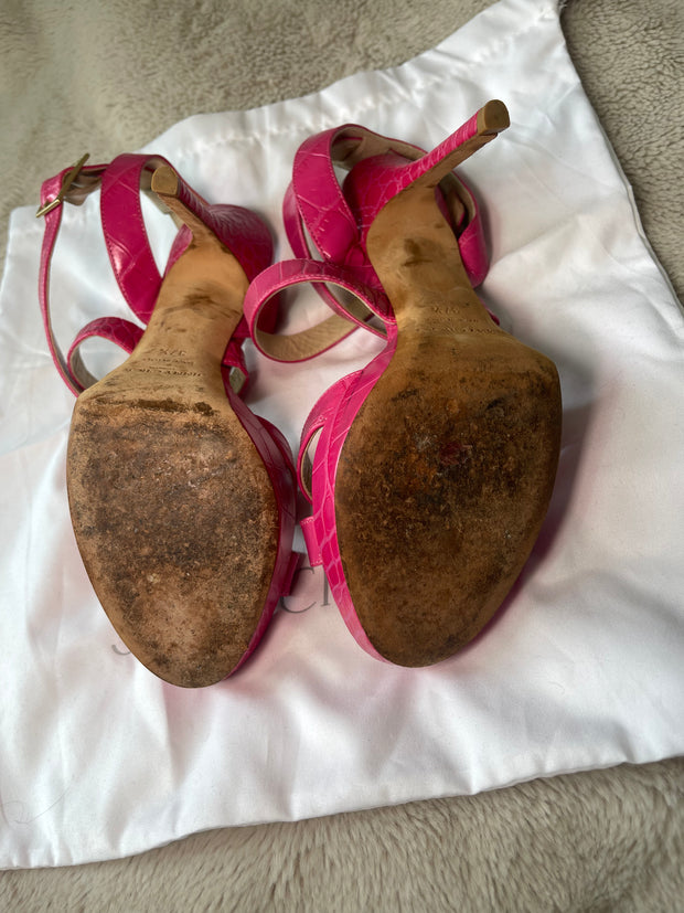 Jimmy Choo Pink Croc Leather Sandal - UK 4.5 (37.5)