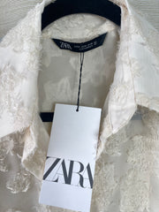Zara floral design semi-sheer shirt - Medium