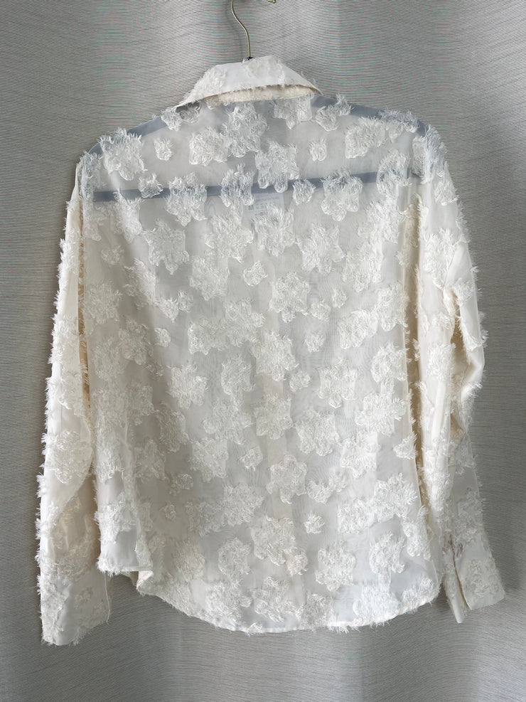 Zara floral design semi-sheer shirt - Medium