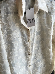 Zara floral design semi-sheer shirt - Medium